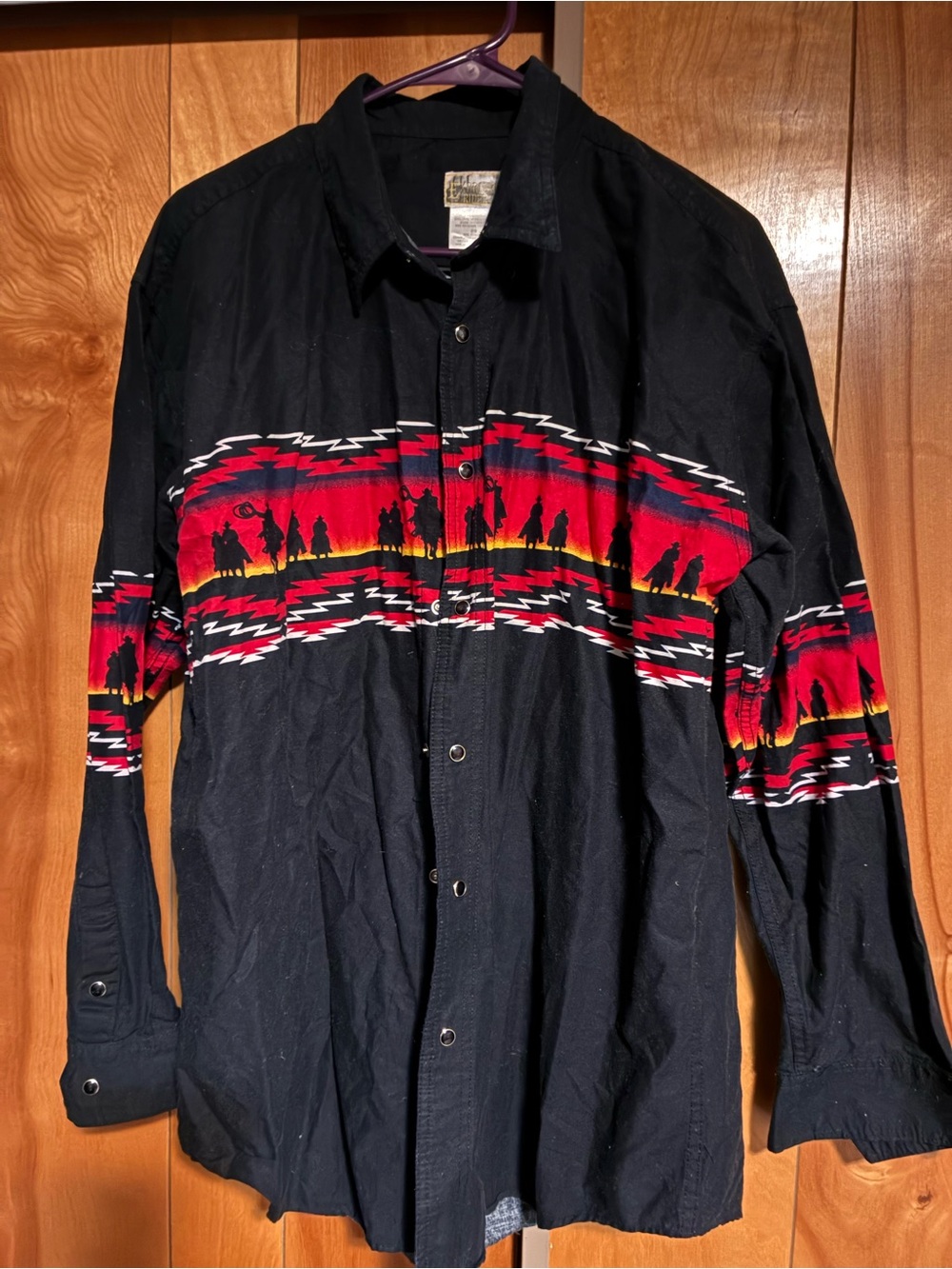 Express Rider Black Southwestern-Pattern Men's Long-Sleeve Shirt Jacket XL